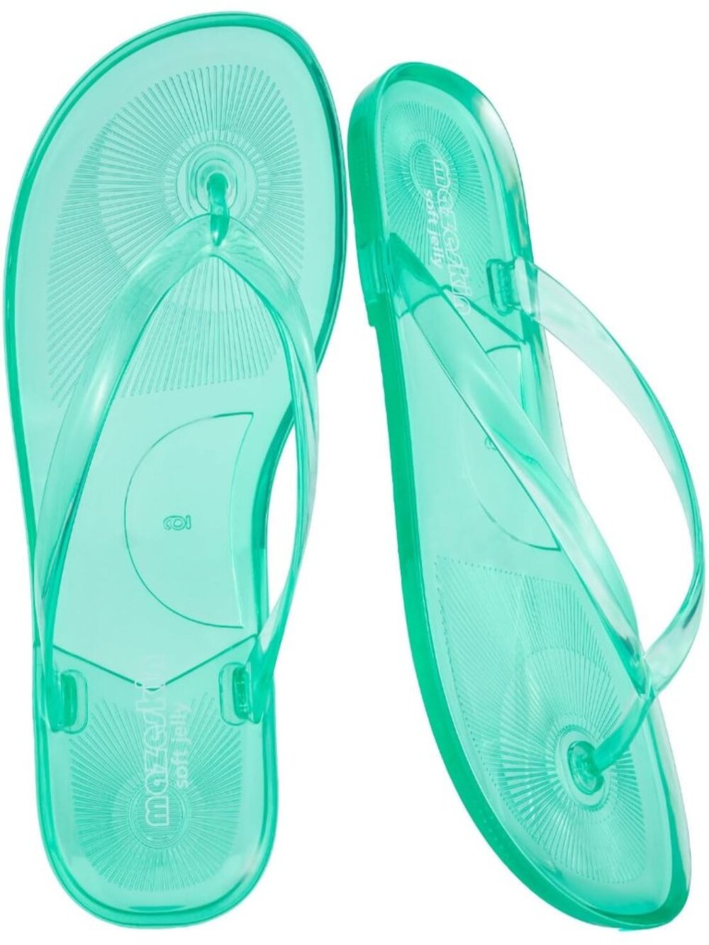Women's Green Non Slip Splash Flexible Transparent Jelly Thong Flip Flop Sandal